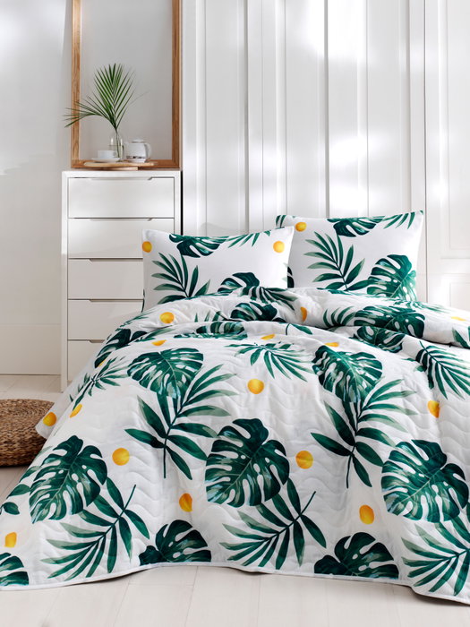 L'essentiel linge de maison Kapitone Monstera - Green L'essentiel linge de maison Kapitone Monstera - Green